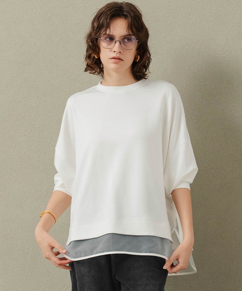ELFRANK(エルフランク)の「【2026AW】セットアップ可能 シアーレイヤード風ダンボールプルオーバー 洗える(Tシャツ/カットソー・レディース・ブラック/オフホワイト/グレー・M/L)」の22枚目の写真