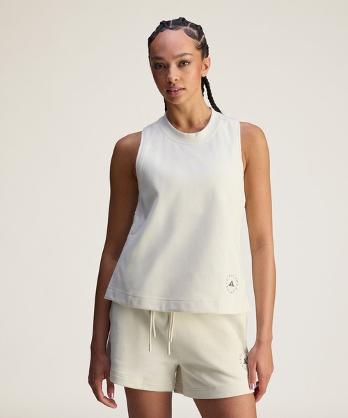 adidas by Stella McCartney(アディダスバイステラマッカートニー)の「adidas by Stella McCartney ロゴ タンクトップ / ヨガウェア【adidas by Stella McCartney】 / アディダス adidas(タンクトップ・レディース・ベージュ系その他・SMALL/MEDIUM/LARGE/X-LARGE/XX-LARGE)」の1枚目の写真