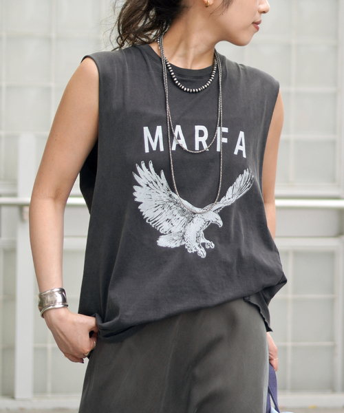 AP STUDIO(エーピーストゥディオ)の「Eagle sleeveless TEE(Tシャツ/カットソー・レディース・アイボリー/ベージュ/スミクロ・FREE)」の1枚目の写真