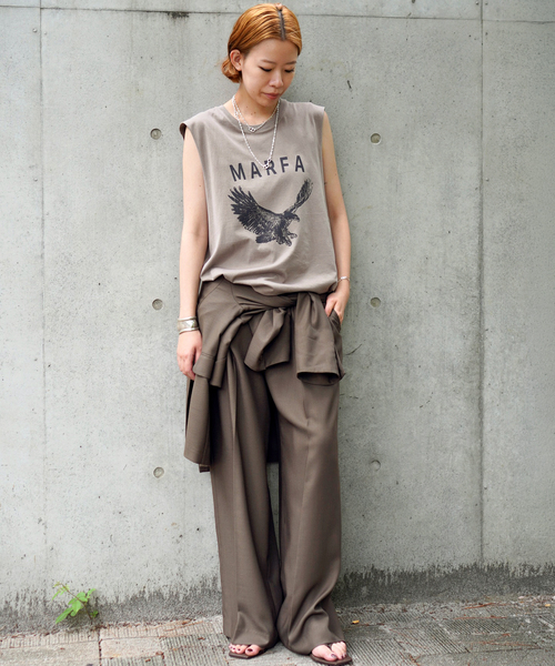 AP STUDIO(エーピーストゥディオ)の「Eagle sleeveless TEE(Tシャツ/カットソー・レディース・アイボリー/ベージュ/スミクロ・FREE)」の4枚目の写真