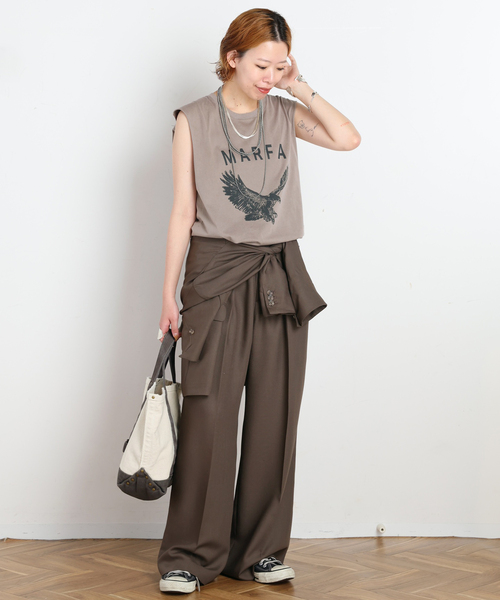 AP STUDIO(エーピーストゥディオ)の「Eagle sleeveless TEE(Tシャツ/カットソー・レディース・アイボリー/ベージュ/スミクロ・FREE)」の14枚目の写真
