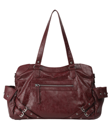 STUD POCKET BIG BAG IN BURGUNDY