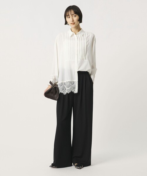 UNITED ARROWS（ユナイテッドアローズ）の「Spiree ジャージー ワイドパンツ（スラックス・レディース・ブラック/ダークブラウン・38/36）」の4枚目の写真
