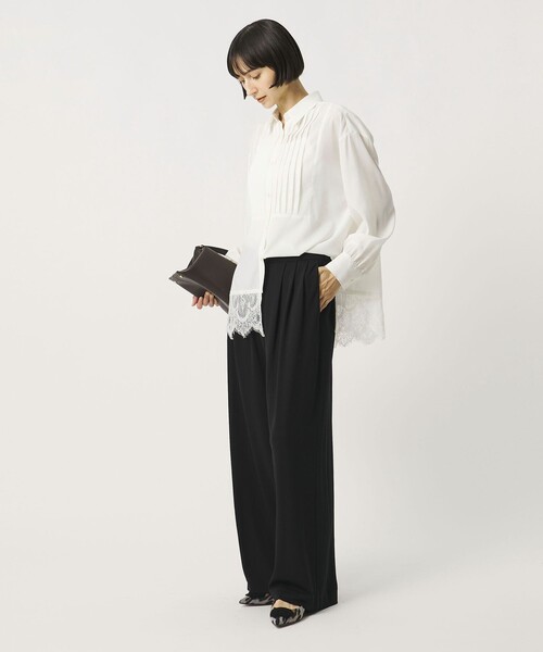 UNITED ARROWS（ユナイテッドアローズ）の「Spiree ジャージー ワイドパンツ（スラックス・レディース・ブラック/ダークブラウン・38/36）」の5枚目の写真