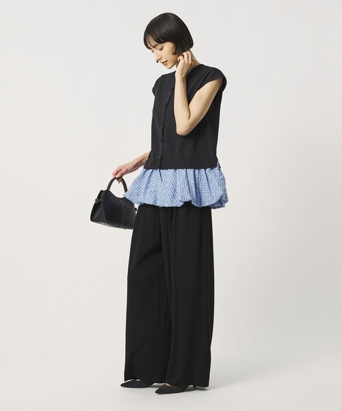 UNITED ARROWS（ユナイテッドアローズ）の「Spiree ジャージー ワイドパンツ（スラックス・レディース・ブラック/ダークブラウン・38/36）」の7枚目の写真