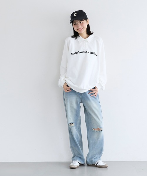 coca（coca）（コカ）の「ユース　ポロスウェットプルオーバー（スウェット・レディース・ブラック/ホワイト・M/L/S）」の3枚目の写真