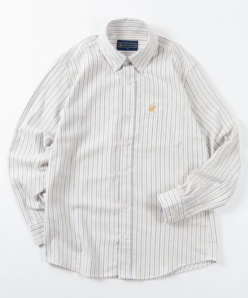 BEVERLY HILLS POLO CLUB(ビバリーヒルズポロクラブ)の「【71】【BEVERLY HILLS POLO CLUB/ビバリーヒルズポロクラブ】マルチパターン 両面起毛 ボタンダウン ネルシャツ/ワンポイント刺繍/フランネル/無地/チェック/ストライプ/アメカジ/ユニセックス(シャツ/ブラウス・メンズ・ホワイト/ネイビー系/ネイビー系1/サックスブルー系/グリーン/グレー/グレー系/グレー系1/レッド系/レッド/サックスブルー/ネイビー・M/L/XL)」の2枚目の写真