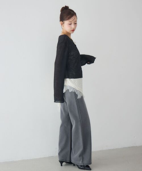 RETRO GIRL(レトロガール)の「プレート付メランジカーディガン(Tシャツ/カットソー・レディース・ブラック/ライトグレー/イエロー・FREE)」の12枚目の写真