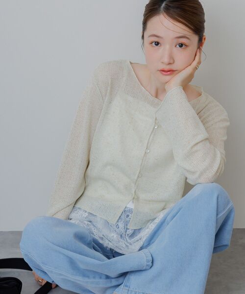 RETRO GIRL(レトロガール)の「プレート付メランジカーディガン(Tシャツ/カットソー・レディース・ブラック/ライトグレー/イエロー・FREE)」の19枚目の写真