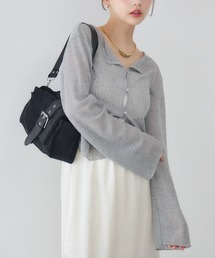 プレート付メランジカーディガン