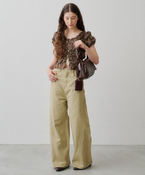 Kastane(カスタネ)の「【2026AW/3サイズ展開/高身長サイズ/低身長サイズ】カーブバレルパンツ(その他パンツ・レディース・ダークブラウン/カーキ/ベージュ・1/0/2)」の14枚目の写真