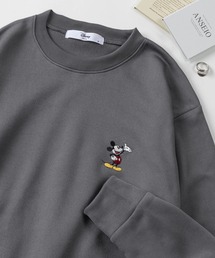【71】【Disney/ディズニー】ミッキーマウス 胸ワンポイント刺繍 裏起毛 スウェット/トレーナー/レディース（S）