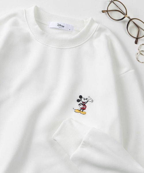 Disney(ディズニー)の「【71】【Disney/ディズニー】ミッキーマウス 胸ワンポイント刺繍 裏起毛 スウェット/トレーナー/レディース(S)(スウェット・レディース・グレー/ネイビー/ホワイト/ピンク・L/M)」の2枚目の写真