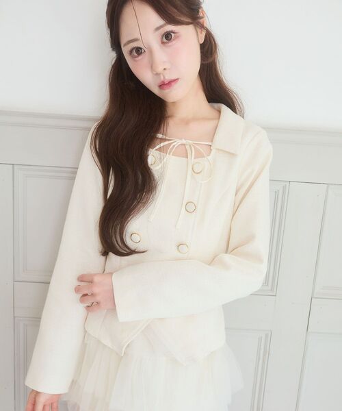 MAJESTIC LEGON（マジェスティックレゴン）の「ツイードドッキングミニワンピース（ワンピース・レディース・ライトグレー/ブラック/アイボリー・MEDIUM）」の9枚目の写真