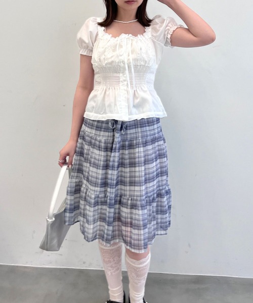 mul.（ムル）の「チェックシアースカート（スカート・レディース・グレー/ピンク・FREE）」の8枚目の写真