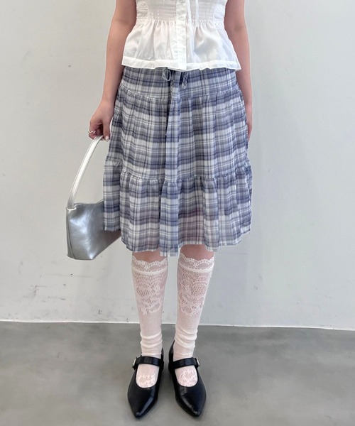 mul.（ムル）の「チェックシアースカート（スカート・レディース・グレー/ピンク・FREE）」の9枚目の写真