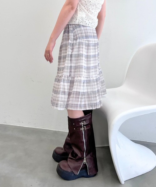 mul.（ムル）の「チェックシアースカート（スカート・レディース・グレー/ピンク・FREE）」の11枚目の写真