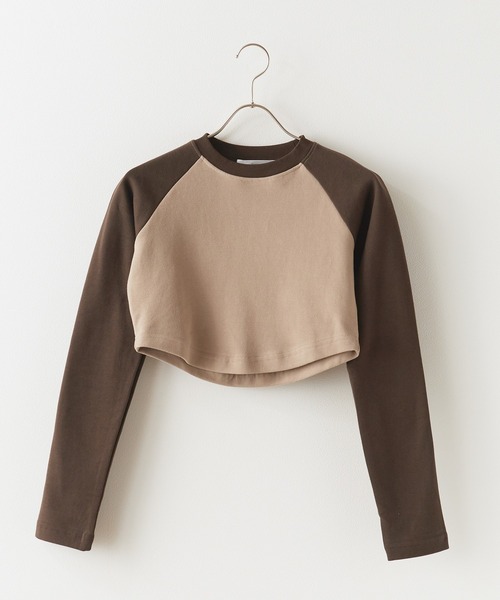 Chick(チック)の「Ragran Short L/S Tee / ショート丈ラグランTシャツ 夏物 夏服(Tシャツ/カットソー・レディース・ベージュ・FREE)」の1枚目の写真