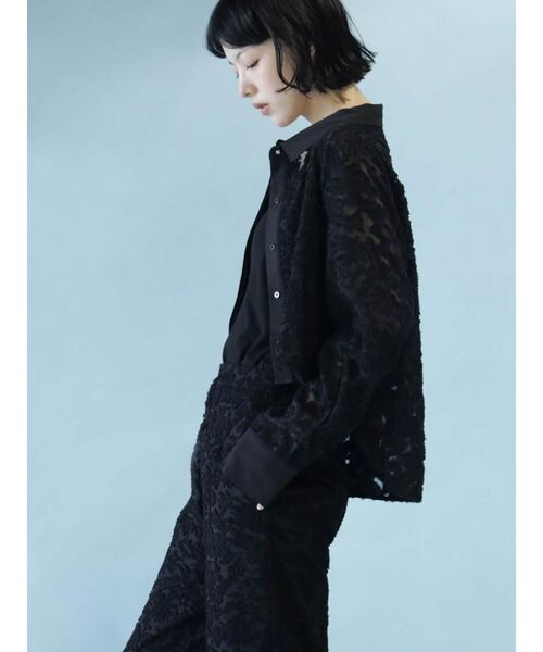 :ETHROF(イーサオブ)の「FRINGE JACQUARD HIGH-LOW SHIRT(シャツ/ブラウス・レディース・ブラック・MEDIUM)」の4枚目の写真