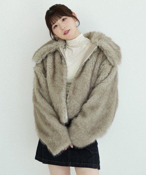 Nulli(ヌリ)の「フェイクファーショートジャケット(その他アウター・レディース・ベージュ系その他/ブラウン/ベージュ/アイボリー/ブラウン系その他・FREE)」の5枚目の写真
