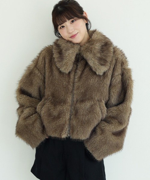 Nulli(ヌリ)の「フェイクファーショートジャケット(その他アウター・レディース・ベージュ系その他/ブラウン/ベージュ/アイボリー/ブラウン系その他・FREE)」の8枚目の写真