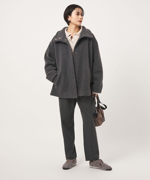 green label relaxing（グリーンレーベルリラクシング）の「［size SHORTあり］ボア スタンドカラー ブルゾン（ブルゾン・レディース・ナチュラル/ブラウン/グレー・SHORT/38/36）」の6枚目の写真
