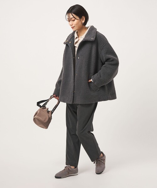 green label relaxing（グリーンレーベルリラクシング）の「［size SHORTあり］ボア スタンドカラー ブルゾン（ブルゾン・レディース・ナチュラル/ブラウン/グレー・SHORT/38/36）」の7枚目の写真