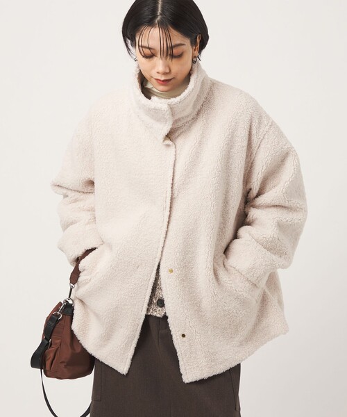 green label relaxing（グリーンレーベルリラクシング）の「［size SHORTあり］ボア スタンドカラー ブルゾン（ブルゾン・レディース・ナチュラル/ブラウン/グレー・SHORT/38/36）」の8枚目の写真