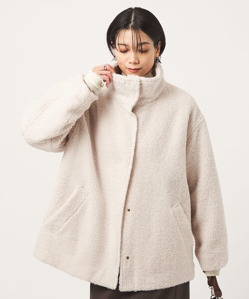 green label relaxing（グリーンレーベルリラクシング）の「［size SHORTあり］ボア スタンドカラー ブルゾン（ブルゾン・レディース・ナチュラル/ブラウン/グレー・SHORT/38/36）」の9枚目の写真