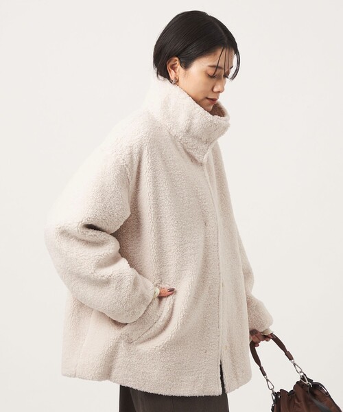 green label relaxing（グリーンレーベルリラクシング）の「［size SHORTあり］ボア スタンドカラー ブルゾン（ブルゾン・レディース・ナチュラル/ブラウン/グレー・SHORT/38/36）」の10枚目の写真
