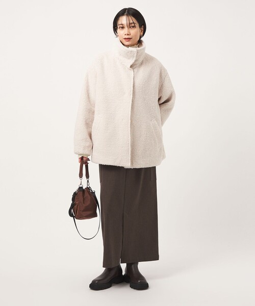 green label relaxing（グリーンレーベルリラクシング）の「［size SHORTあり］ボア スタンドカラー ブルゾン（ブルゾン・レディース・ナチュラル/ブラウン/グレー・SHORT/38/36）」の11枚目の写真