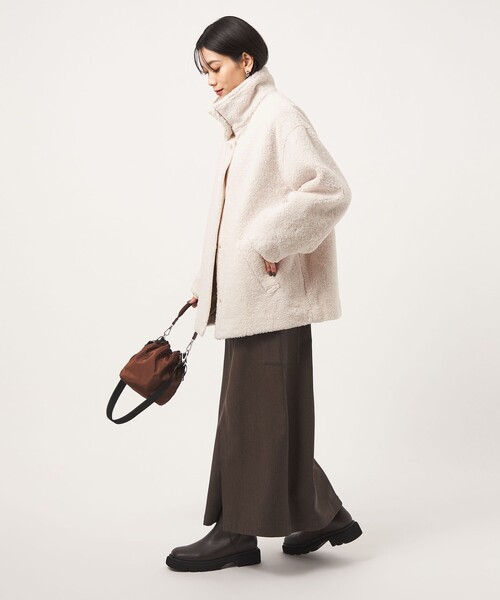 green label relaxing（グリーンレーベルリラクシング）の「［size SHORTあり］ボア スタンドカラー ブルゾン（ブルゾン・レディース・ナチュラル/ブラウン/グレー・SHORT/38/36）」の12枚目の写真