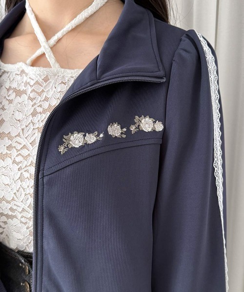 an another angelus（アンアナザーアンジェラス）の「ローズ刺繍トラックジャケット/fint フィント（ブルゾン・レディース・ネイビー/カーキ・FREE）」の10枚目の写真