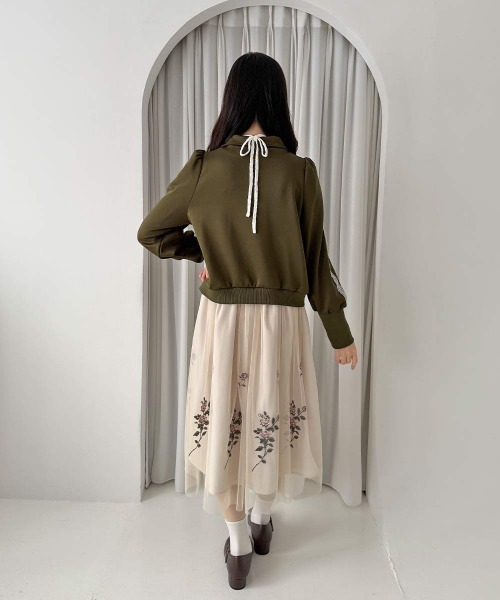 an another angelus（アンアナザーアンジェラス）の「ローズ刺繍トラックジャケット/fint フィント（ブルゾン・レディース・ネイビー/カーキ・FREE）」の6枚目の写真