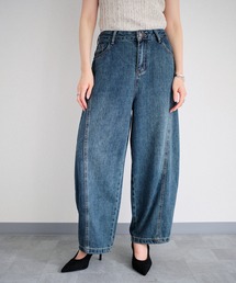 サイドラインカーブステッチデニムパンツ