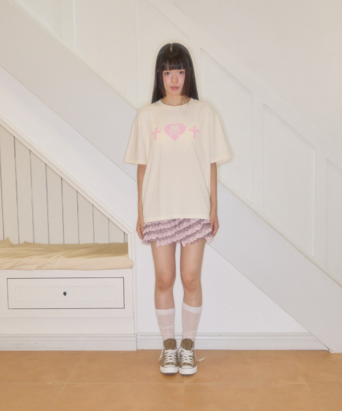 SHAKIRI（シャキリ）の「キリハートスカルパクシTシャツ（クリーム）（Tシャツ/カットソー・レディース・その他・FREE）」の4枚目の写真