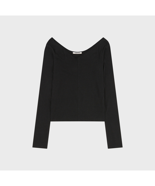 LAZYZ(レイジジ)の「VネックシアーロングスリーブTシャツ(3カラー)(Tシャツ/カットソー・レディース・ホワイト/ブラック/チャコール・F)」の2枚目の写真