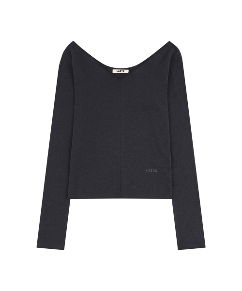 LAZYZ(レイジジ)の「VネックシアーロングスリーブTシャツ(3カラー)(Tシャツ/カットソー・レディース・ホワイト/ブラック/チャコール・F)」の8枚目の写真