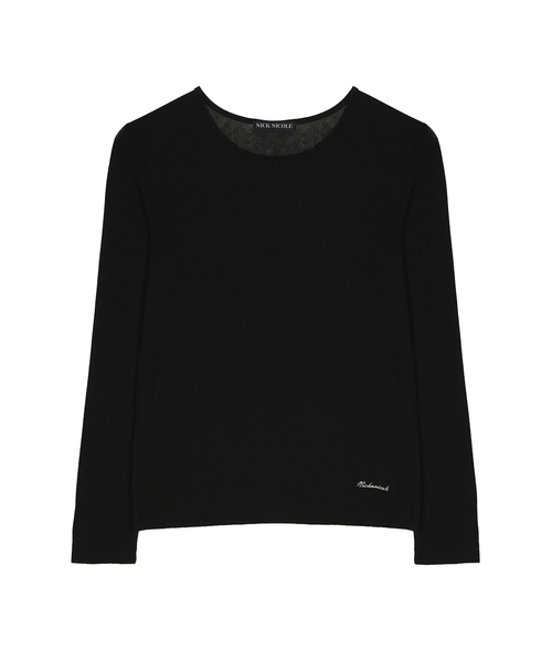 NICK&NICOLE(ニックアンドニコール)の「シアーラウンドロングスリーブトップ_ブラック(Tシャツ/カットソー・レディース・ブラック・FREE)」の1枚目の写真