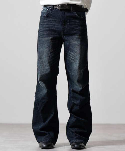 CLEL（クレイル）の「【CLEL】3D Tuck Denim Pants / 3Dタック デニムパンツ（デニムパンツ・メンズ・ネイビー/ブラック/インディゴブルー・XS/S/M/L）」の3枚目の写真