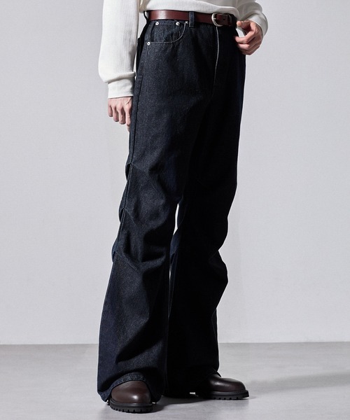 CLEL（クレイル）の「【CLEL】3D Tuck Denim Pants / 3Dタック デニムパンツ（デニムパンツ・メンズ・ネイビー/ブラック/インディゴブルー・XS/S/M/L）」の8枚目の写真