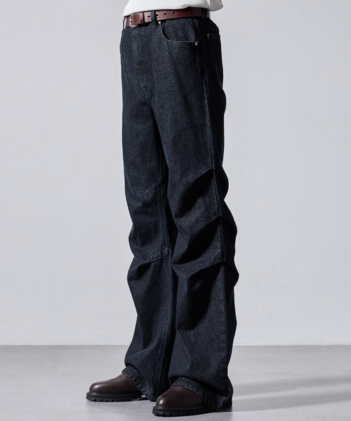 CLEL（クレイル）の「【CLEL】3D Tuck Denim Pants / 3Dタック デニムパンツ（デニムパンツ・メンズ・ネイビー/ブラック/インディゴブルー・XS/S/M/L）」の11枚目の写真