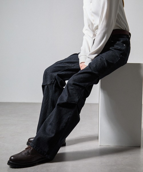 CLEL（クレイル）の「【CLEL】3D Tuck Denim Pants / 3Dタック デニムパンツ（デニムパンツ・メンズ・ネイビー/ブラック/インディゴブルー・XS/S/M/L）」の12枚目の写真