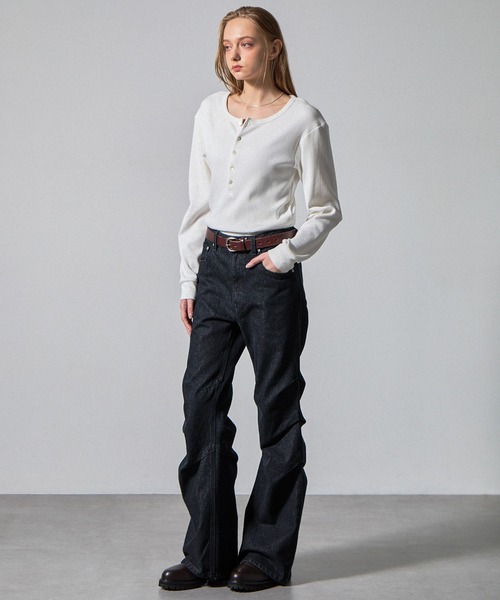 CLEL（クレイル）の「【CLEL】3D Tuck Denim Pants / 3Dタック デニムパンツ（デニムパンツ・メンズ・ネイビー/ブラック/インディゴブルー・XS/S/M/L）」の17枚目の写真