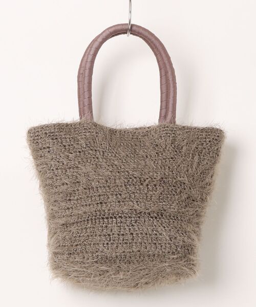 COOCO(クーコ)の「【SB】【cooco】JSC パール付フェザーニットトートバッグ(トートバッグ・レディース・グレイッシュベージュ/ベージュ/サックスブルー/ブラック・FREE)」の8枚目の写真