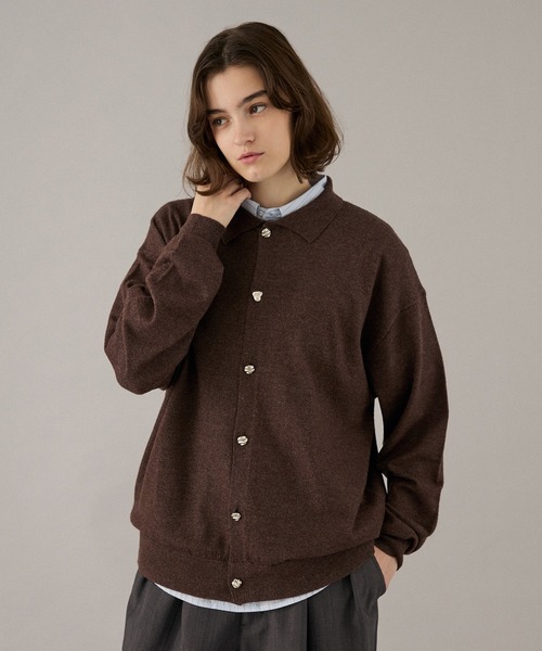 ONCILY（オンシェリー）の「SILVER BUTTON KNIT SHIRT / シルバーボタンニットシャツ（ニット/セーター・メンズ・チャコールグレー/ブラウン/カーキ/ブルー/ボルドー・SMALL/MEDIUM/LARGE）」の3枚目の写真