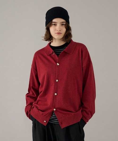 ONCILY（オンシェリー）の「SILVER BUTTON KNIT SHIRT / シルバーボタンニットシャツ（ニット/セーター・メンズ・チャコールグレー/ブラウン/カーキ/ブルー/ボルドー・SMALL/MEDIUM/LARGE）」の5枚目の写真