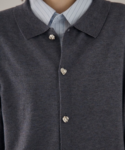 ONCILY（オンシェリー）の「SILVER BUTTON KNIT SHIRT / シルバーボタンニットシャツ（ニット/セーター・メンズ・チャコールグレー/ブラウン/カーキ/ブルー/ボルドー・SMALL/MEDIUM/LARGE）」の19枚目の写真