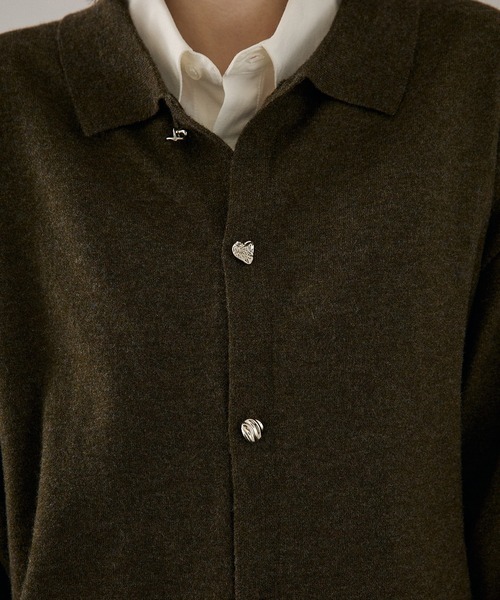 ONCILY（オンシェリー）の「SILVER BUTTON KNIT SHIRT / シルバーボタンニットシャツ（ニット/セーター・メンズ・チャコールグレー/ブラウン/カーキ/ブルー/ボルドー・SMALL/MEDIUM/LARGE）」の6枚目の写真