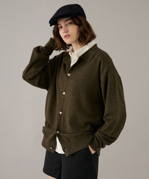 ONCILY（オンシェリー）の「SILVER BUTTON KNIT SHIRT / シルバーボタンニットシャツ（ニット/セーター・メンズ・チャコールグレー/ブラウン/カーキ/ブルー/ボルドー・SMALL/MEDIUM/LARGE）」の12枚目の写真